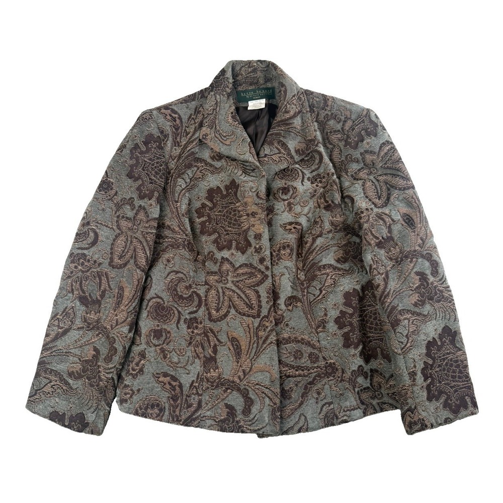 Harve Benard Blazer Womens 18W Paisley Tapestry Jacquard Brown Blue Boho Jacket